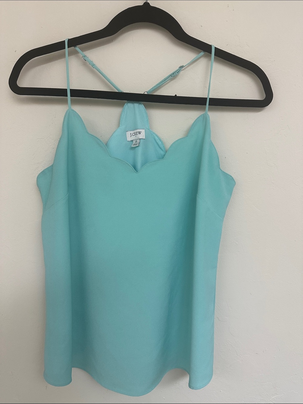 J. Crew Scalloped Neck Camisole in Aqua Blue